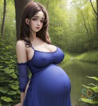 Hentai ai mulher grávida de peitos grande mostrando tudo ao ar livre